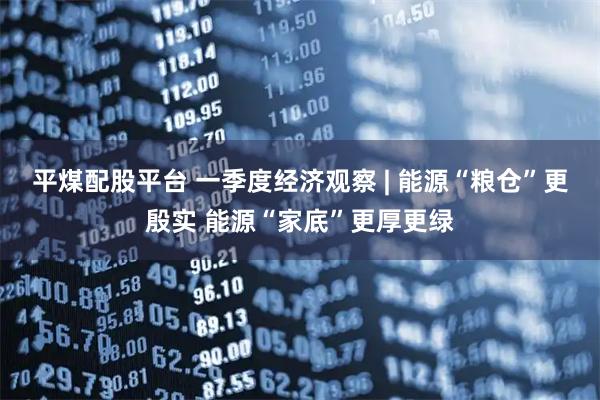 平煤配股平台 一季度经济观察 | 能源“粮仓”更殷实 能源“家底”更厚更绿